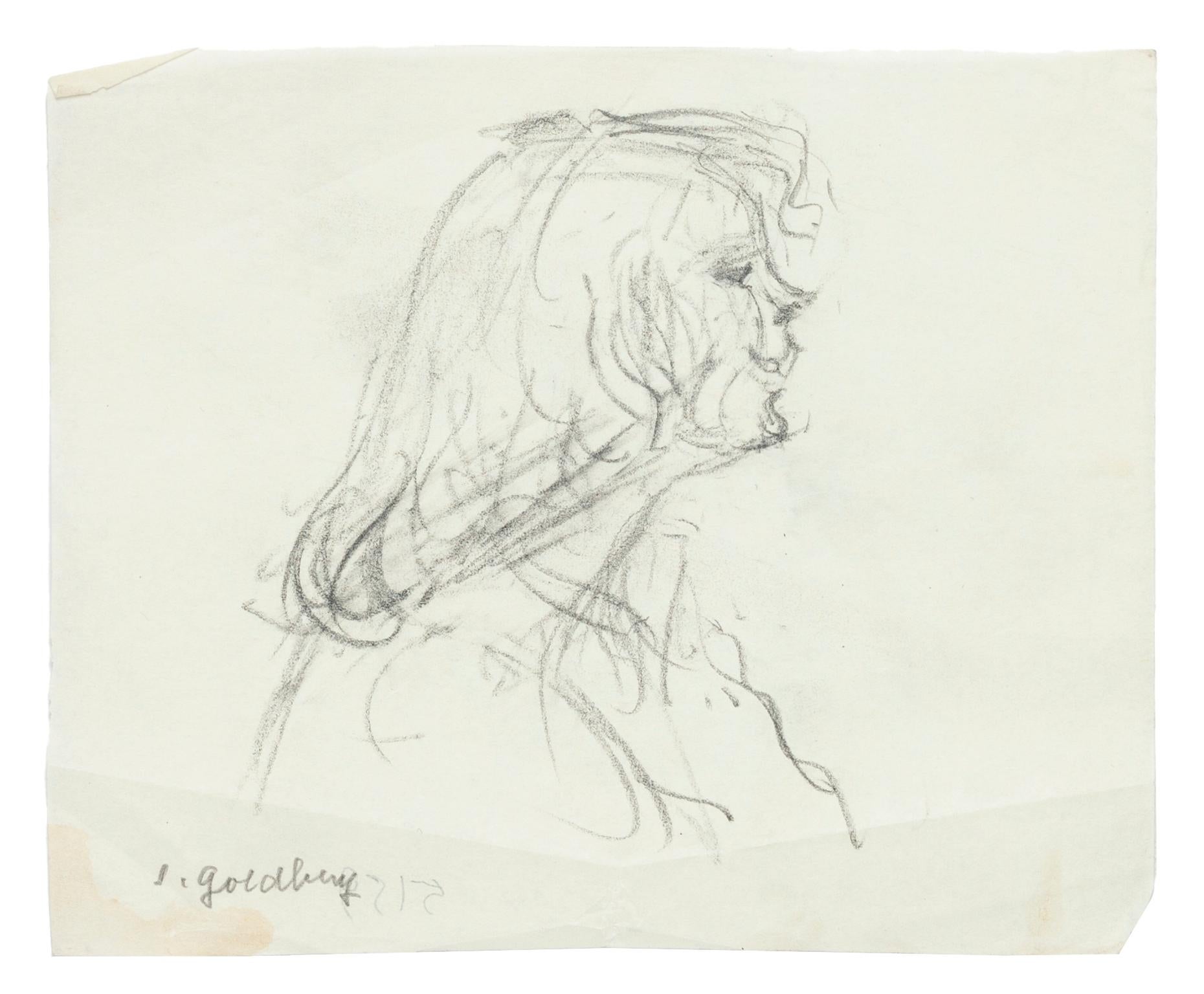 Simon Goldberg Figurative Art - Portrait - Pencil Drawing by S. Goldberg - Mid 20th Century
