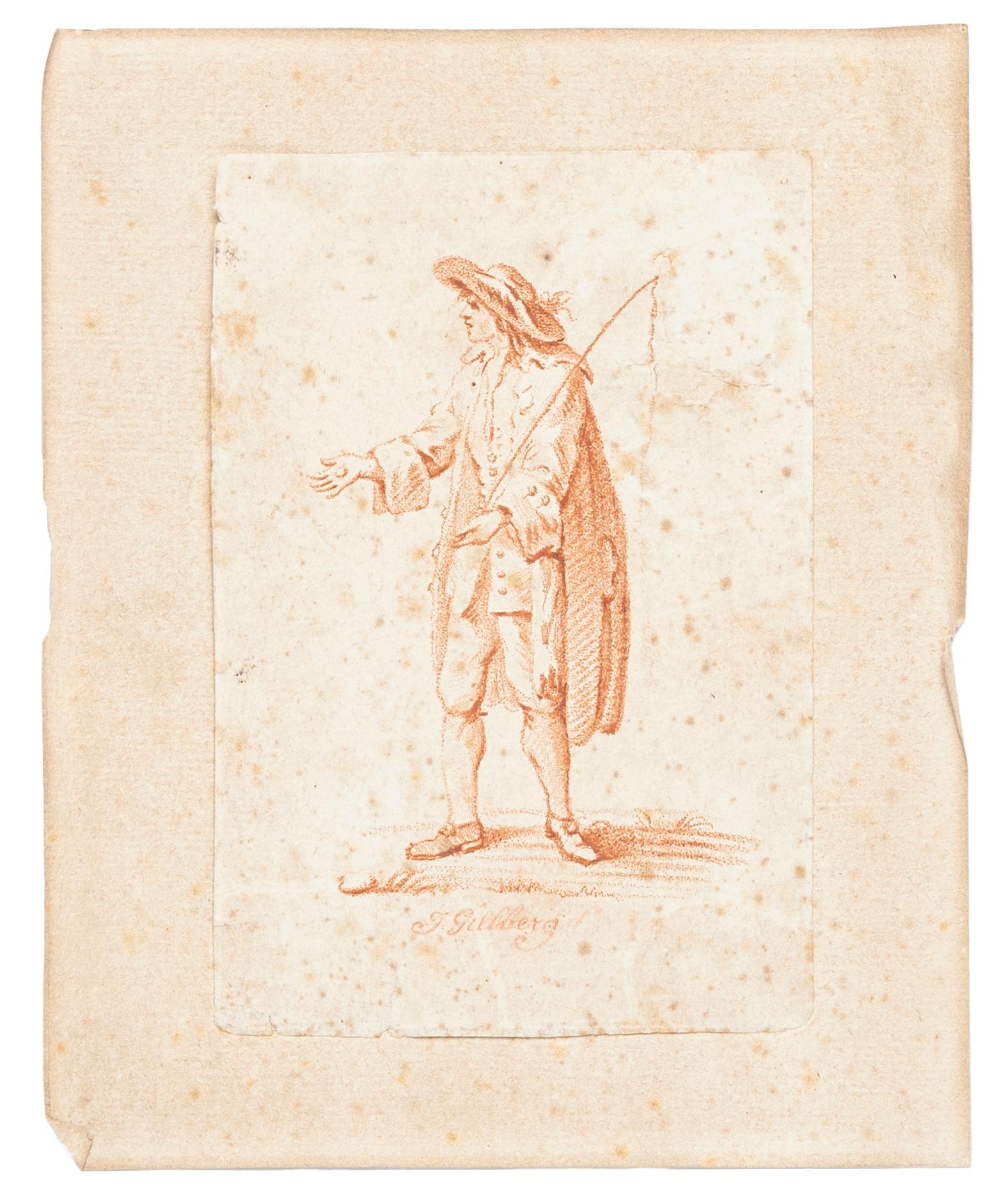 Tamer of Horses - Original Sanguine Drawing by J. Galsberg - Late 18th Century - Art by Jacob Galsberg