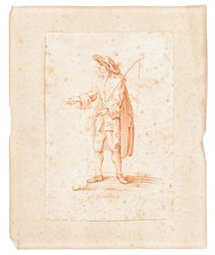 Tamer of Horses - Original Sanguine Drawing by J. Galsberg - Late 18th Century