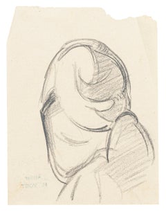 Study of Figures - Charcoal Drawing by Hélène Vogt - 1970s