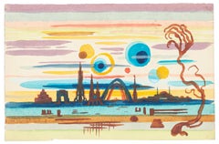 Landscape - Watercolor on Paper by J.-R. Delpech - Mid 20th Century