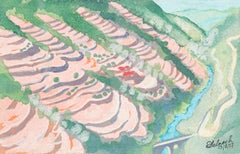 Pink Landscape - Watercolor on Paper by J.-R. Delpech - 1937