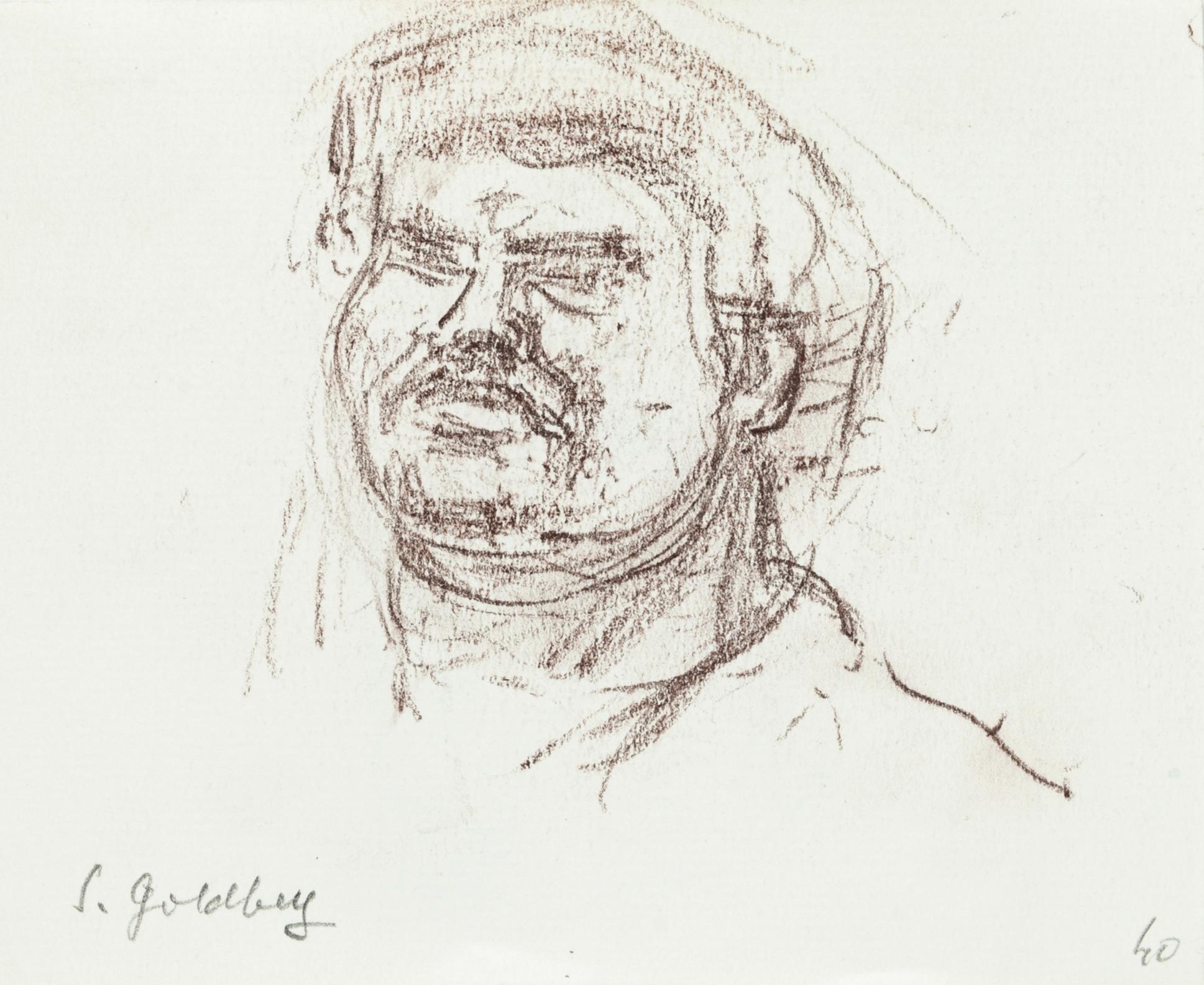 Portrait - Original Pencil Drawing by S. Goldberg - Mid 20th Century - Art by Simon Goldberg