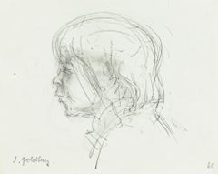 Boy - Original Pencil Drawing by S. Goldberg - Mid 20th Century