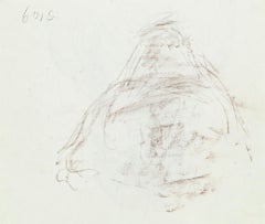 Woman- Original Pencil and Pastel Drawing by S. Goldberg - Mid 20th Century