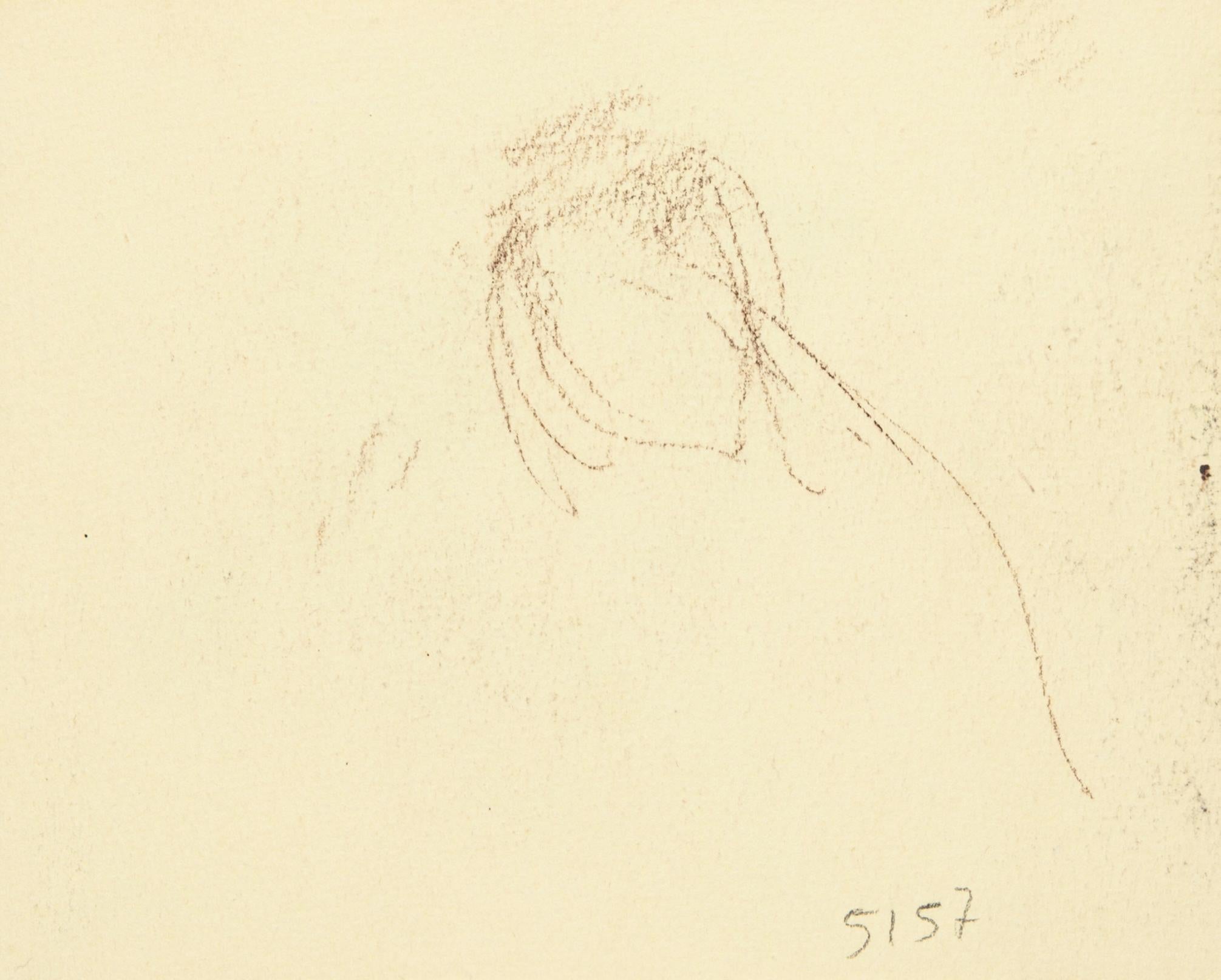 Ritratto - Disegno originale a matita di S. Goldberg - Metà del XX secolo - Art di Simon Goldberg