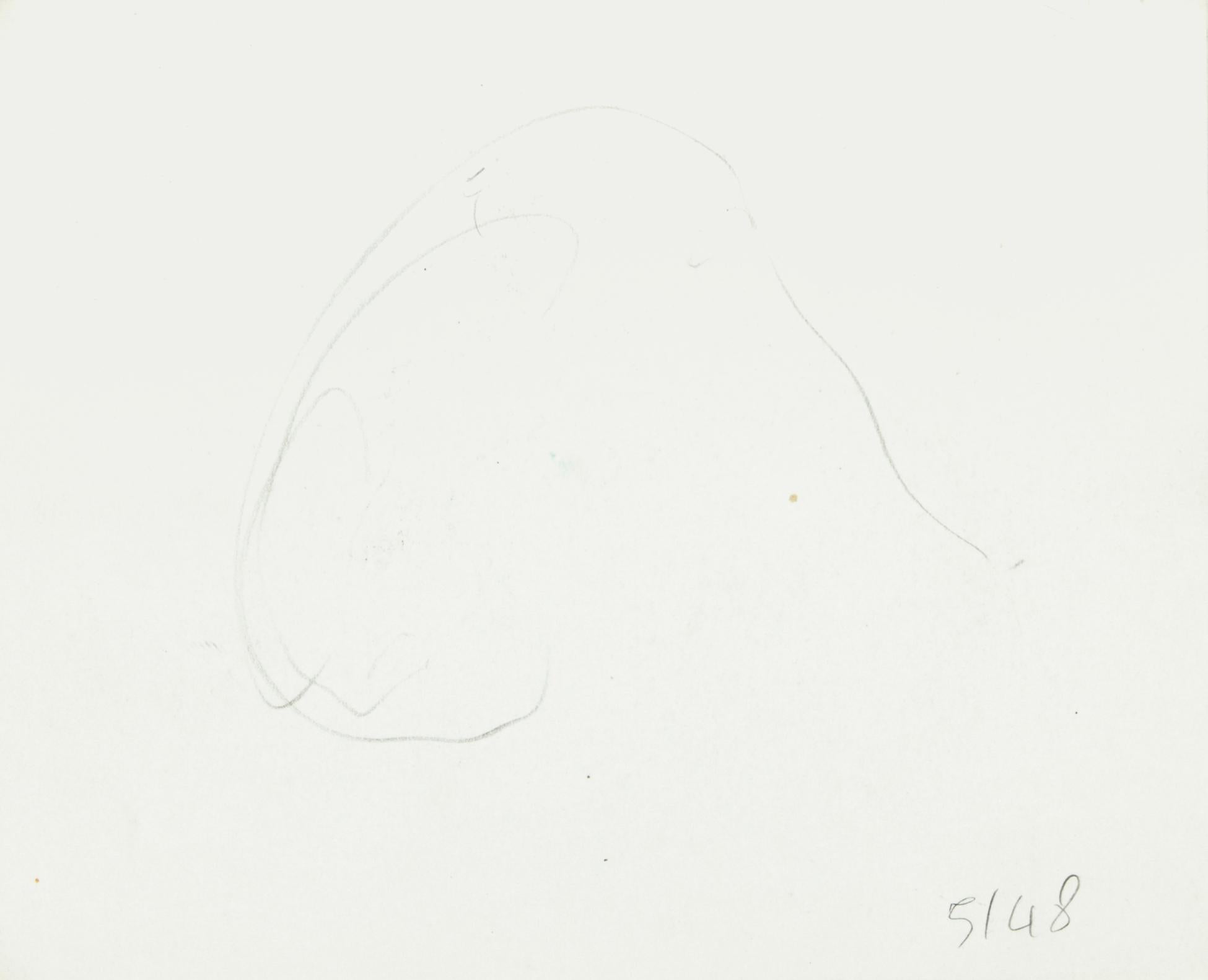 Smoker - Original Pencil Drawing by S. Goldberg - Mid 20th Century - Art by Simon Goldberg