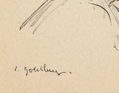 Portrait - Original Pencil and Ink Drawing by S. Goldberg - Mid 20th Century