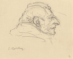 Portrait - Original Pencil and Ink Drawing by S. Goldberg - Mid 20th Century
