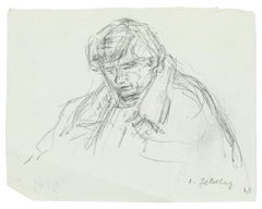 Portrait - Original Pencil Drawing by S. Goldberg - Mid 20th Century