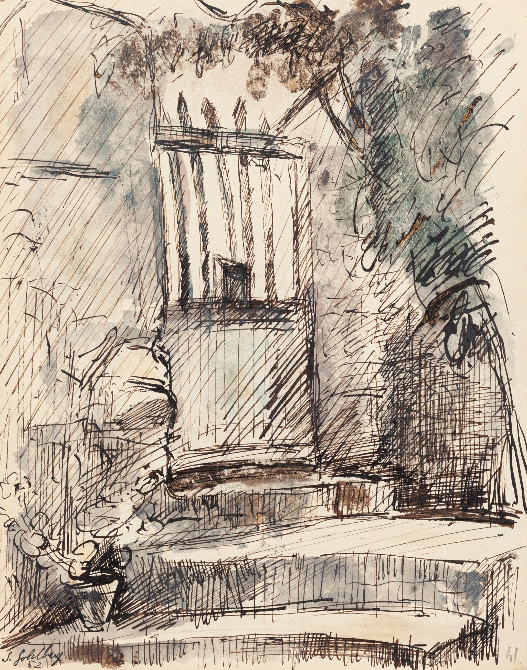 Entry - Original Ink and Watercolor by S. Goldberg - 1952