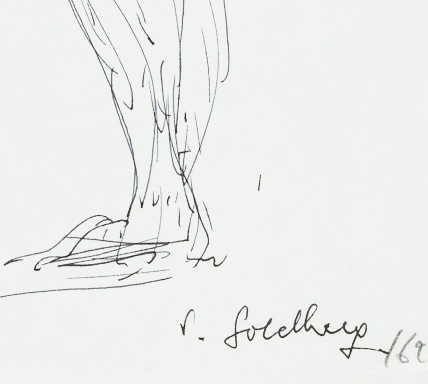 Nude - Pen Drawing by S. Goldberg - 1962 - Art by Simon Goldberg