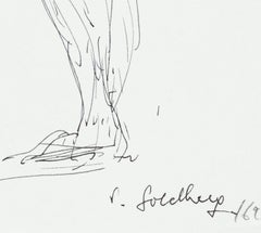 Dessin de nu au stylo par S. Goldberg, 1962