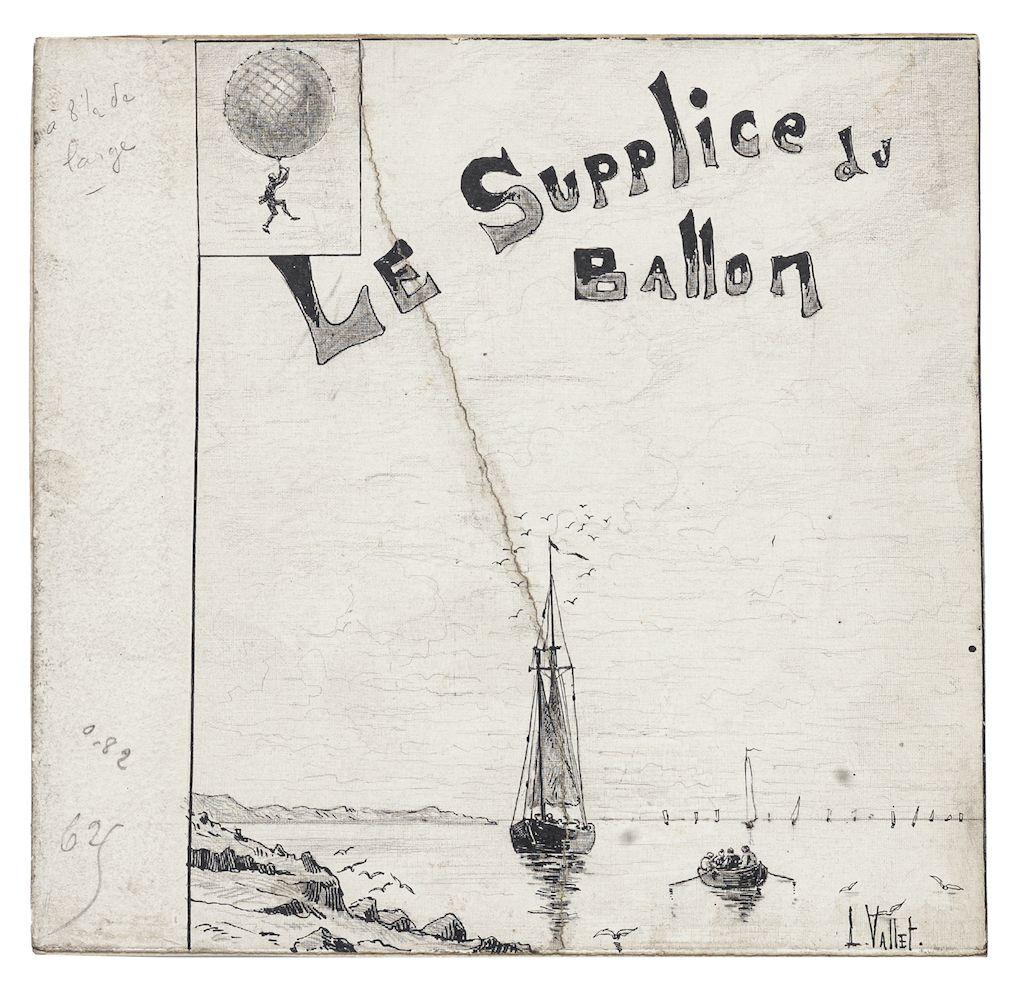 Luis Vallet Figurative Art - Le Supplice du Ballon - Ink and Pencil on Cardboard - L. Vallet - 20th century