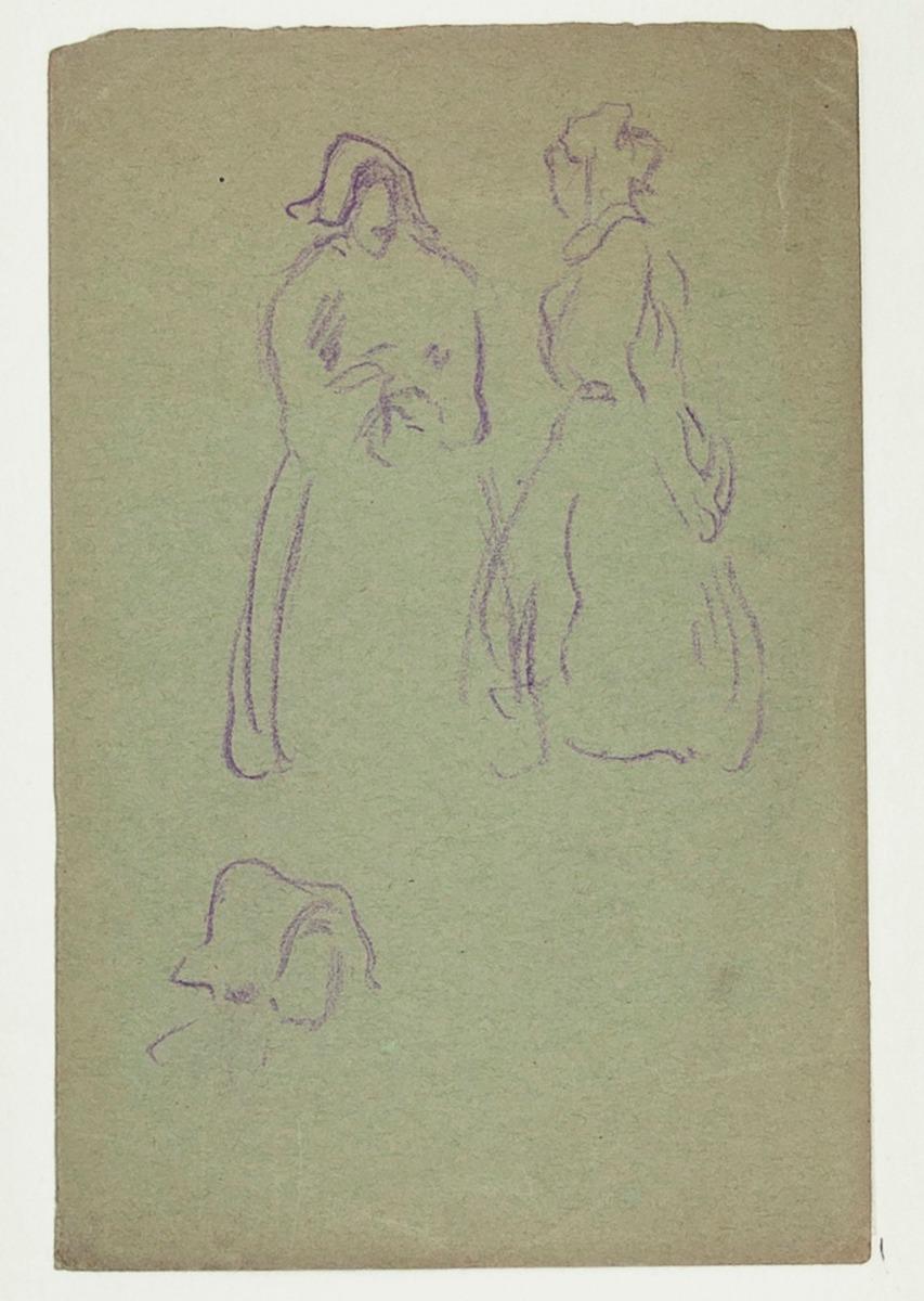 Figures - Pastel Drawing by Pierre Léon Dusouchet 