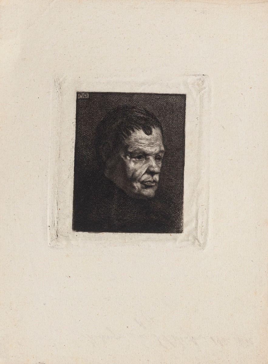 Porträt -  Radierung von Auguste Danse – Ende des 19. Jahrhunderts