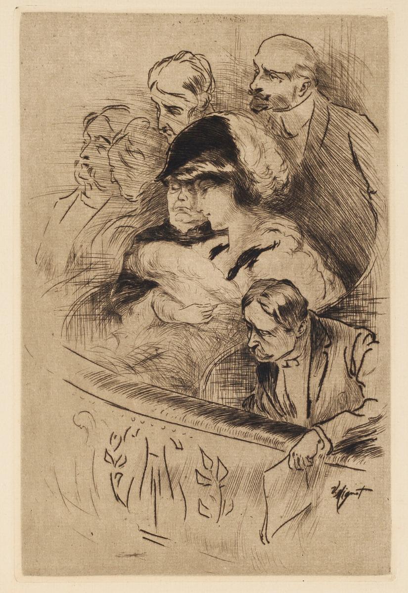 Spectateurs - Gravure de Victor Mignot - 20e siècle