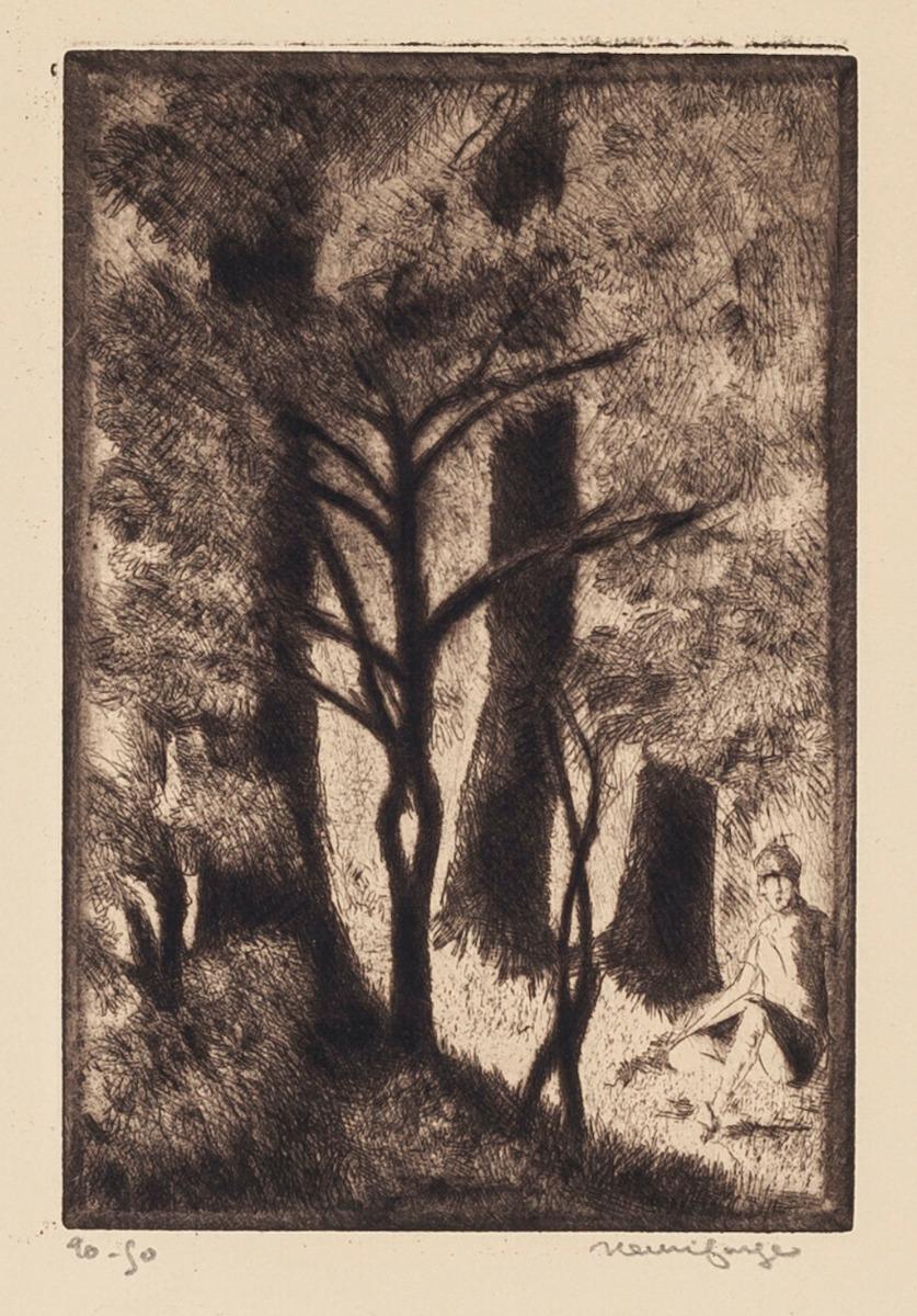 Forest - Gravure originale d'Henri Farge - XXe siècle