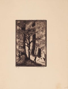 Forest - Original Etching by Henri Farge - 20th century