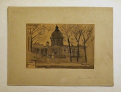 Paris -  Zeichnung in Aquarell von Jaques Ivane – 1953