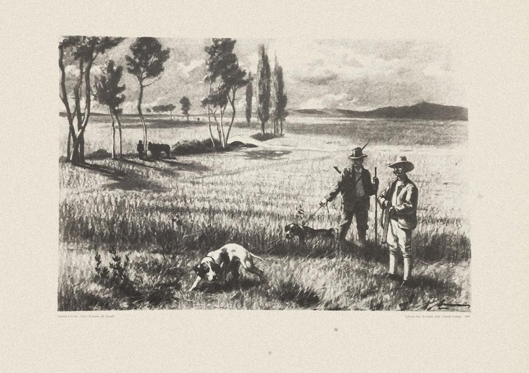 Hunting included three print artworks realized in 1980 by Italian artist Eugenio Cecconi (1842-1903). signed on the plate on the lower left, date on the lower right.

The State of preservation is excellent.

The artworks all represent a beautiful