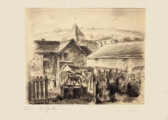 Village - Original Watercolor and Pen by Paul Albert Moras - 1926