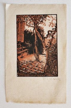 Forest - Woodcut Print on Paper by Pierre-Eugène Vibert - 20th Century