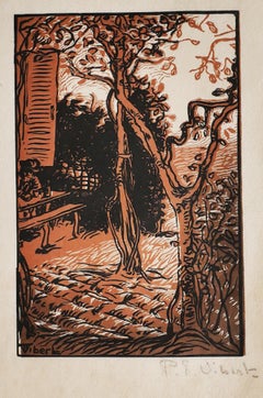 Forest - Woodcut Print on Paper by Pierre-Eugène Vibert - 20th Century