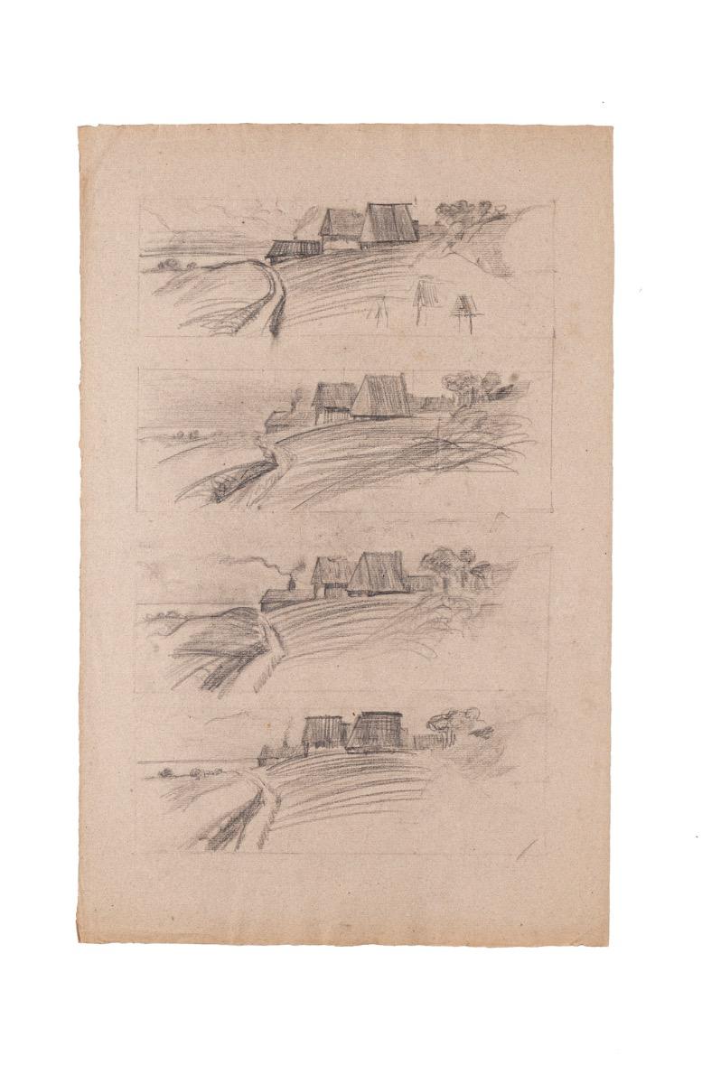 Unknown Figurative Art - Landscape - Drawing in Pencil on Paper - 19th century