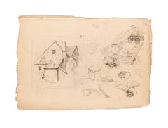 Cottage - Original Drawing in Pencil on Paper - 20th Century