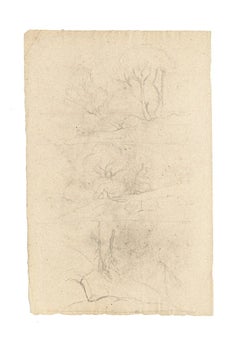 Paisaje - Dibujo original a lápiz sobre papel - Siglo XX