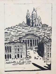 Pariser Landschaft – Zeichnung auf Papier – 20. Jahrhundert