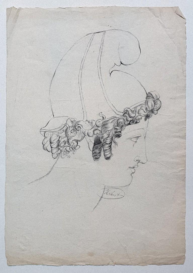 Portrait - Dessin au crayon sur papier de Victor Hubert - Début 1800