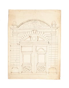 Gate - Original Drawing in Pencil on Paper Realized - 20th Century