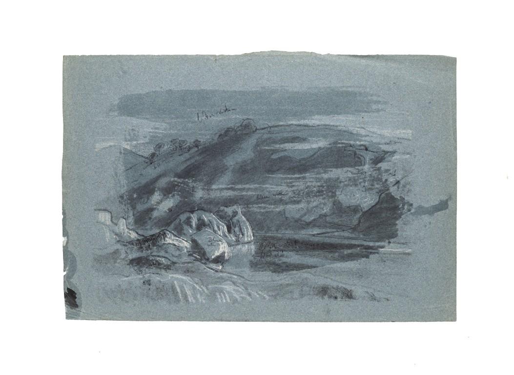 Landscape - Drawing in Mixed Media and Pencil on Paper - 20th Century