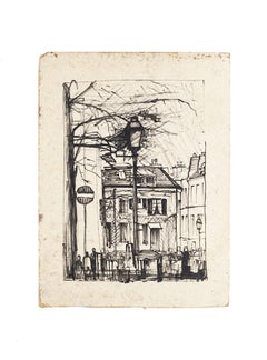 Paris Landscape - Original Drawing on Paper - Mid-20th Century