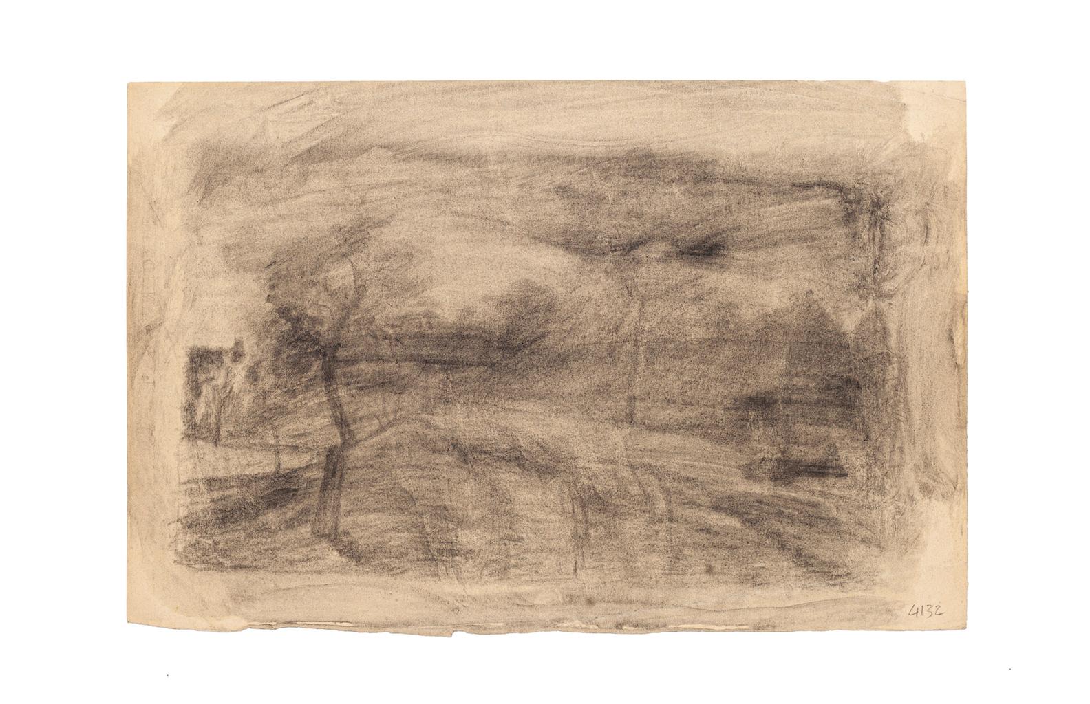 Landscape - Drawing in Pencil on Paper - 20th Century - Art by Unknown