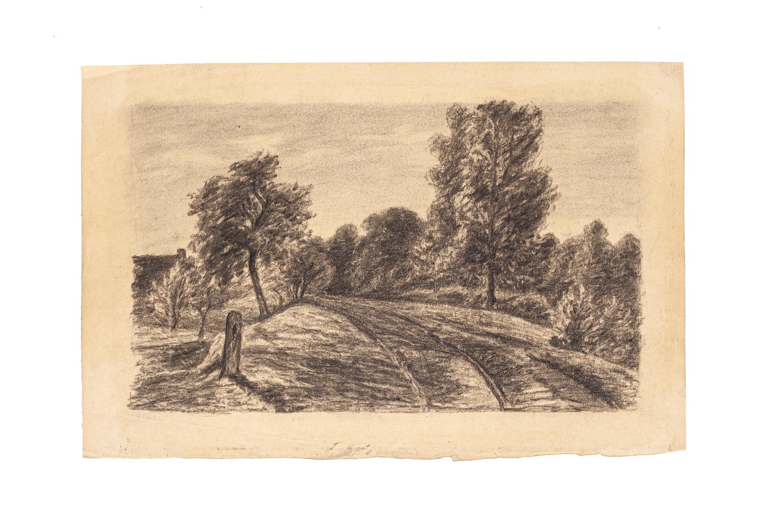 Unknown Figurative Art - Landscape - Drawing in Pencil on Paper - 20th Century