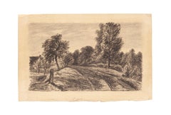 Vintage Landscape - Drawing in Pencil on Paper - 20th Century