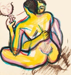 Couple - Original Drawing in Watercolor - 20th Century