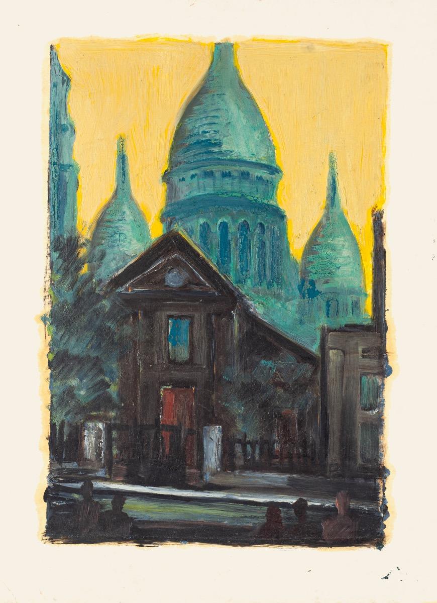 Unknown Landscape Art - Basilica of the Sacred Heart of Paris -  Oil Painting - 20th century