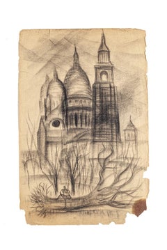 Basilica of the Sacred Heart of Paris - Original Drawing - 20th Century