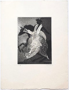 Créature marine - Gravure sur papier par Christian Despic - 20e siècle