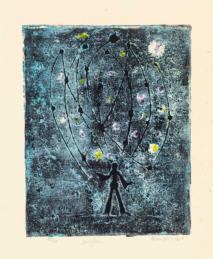 Juggler is an original etching artwork on paper realized by Alain Ducros in 1954, Hand-signed on the lower right, titled on the lower center, numbered, limited edition of 15/20 prints.

The state of preservation is very good.

Sheet dimension: 38x32