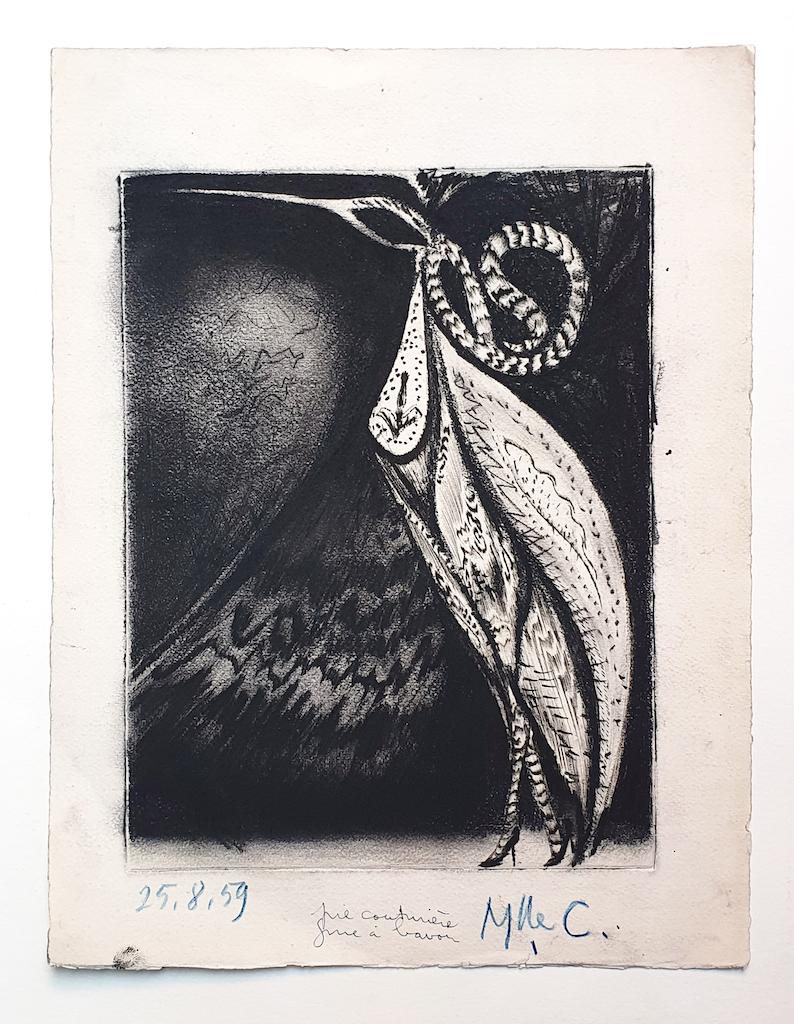 Vogel - Original-Radierung von Marcel Guillard - 1959