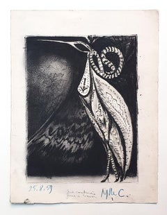 Bird - Original Etching by Marcel Guillard - 1959