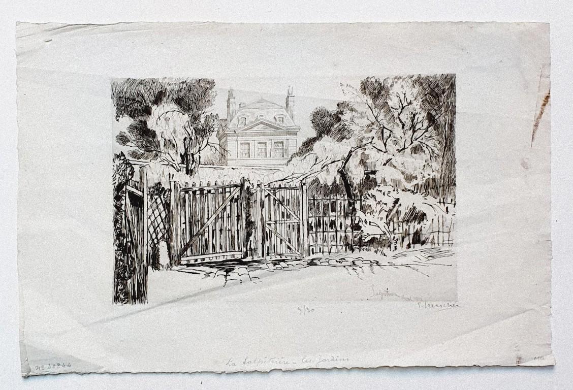Mansion - Etching on Paper by Ernest Herchez - 20th Century