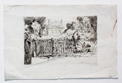 Vintage Mansion - Etching on Paper by Ernest Herchez - 20th Century