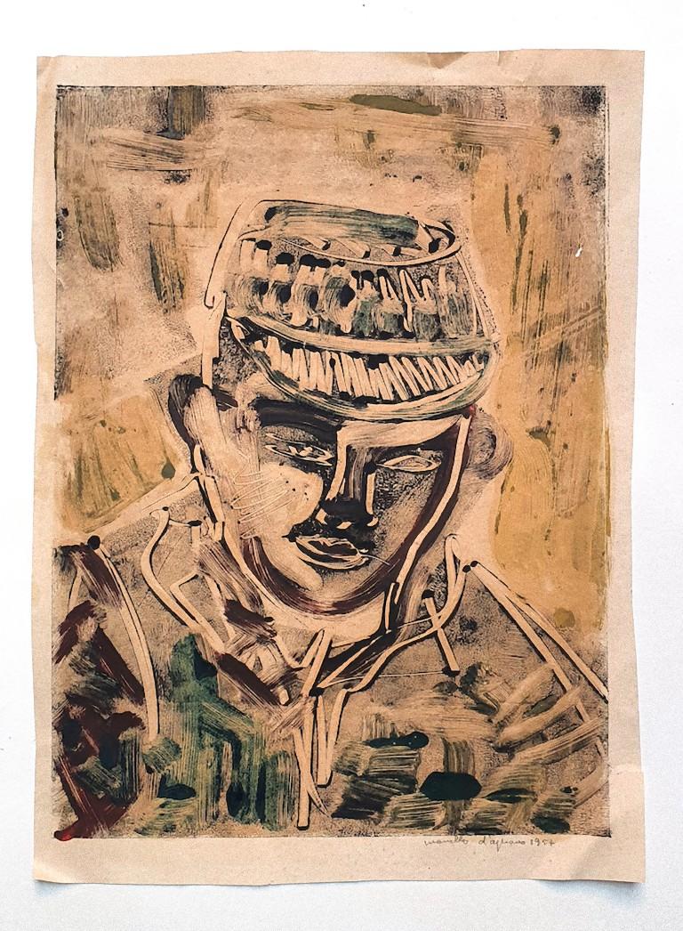 Retrato - Dibujo en técnica mixta sobre papel - 1957