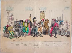Le Caricature - Litografía coloreada a mano de Jean-Jacques Grandville - 1831